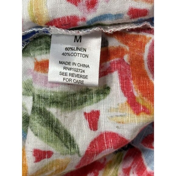 Hester & Orchard Linen Blend Size M Colorful Womens 3/4 Sleeve Shirt Cotton/Line - Picture 8 of 10